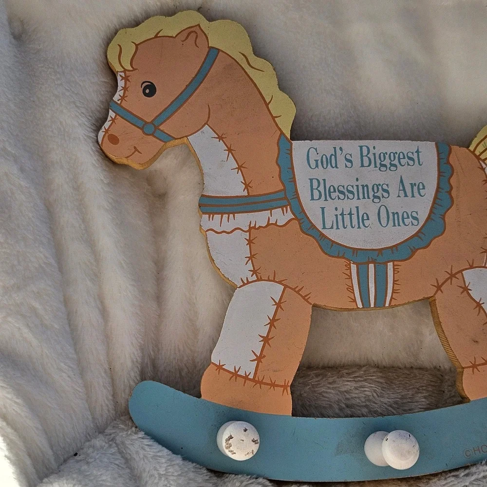 Vintage Rocking Horse Wall Decor God's Biggest Blessings Are Little Ones baby - Picture 3 of 10